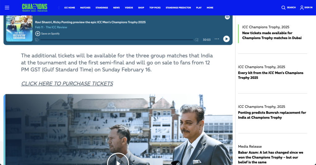 champions trophy tickets
